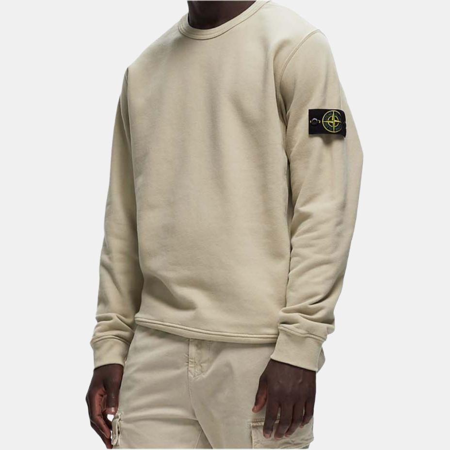 STONE ISLAND FW24 Пуловер с лого-буквой, с круглым вырезом, с длинным рукавом, мужская толстовка, бежевый 811562420-V0097