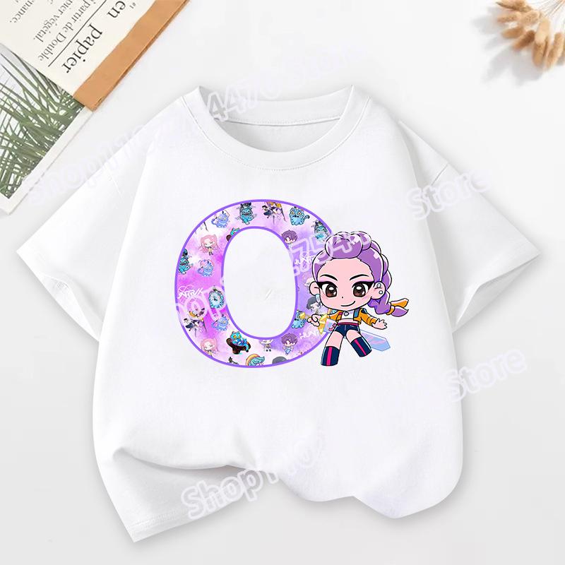 K-pop Охотники на демонов Детская футболка с коротким рукавом Мультяшный принт Руми Мира Зои от A до Z Хлопковые топы Каваи Летние повседневные футболки Детские подарки