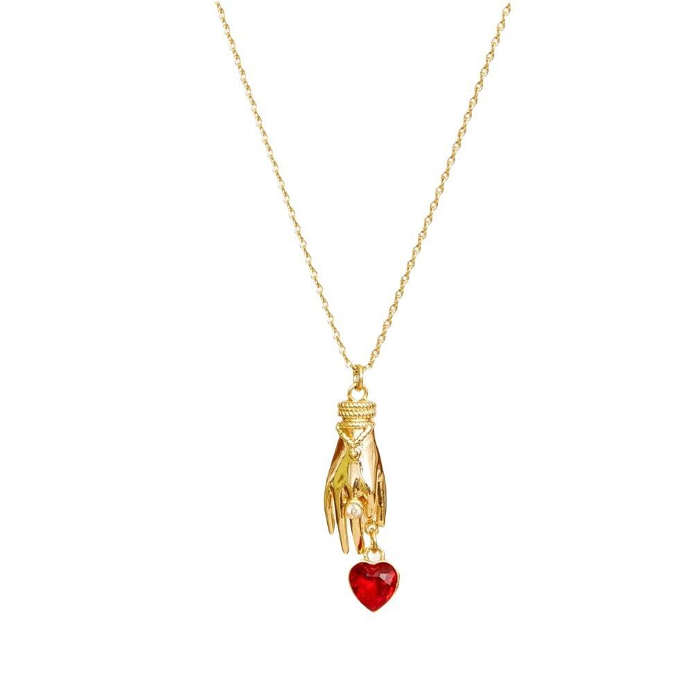 Grab Your Heart Steal Heart Necklace Vintage Design Sense Love Zircon Pendant Gold Plated Clavicle Chain Color Retaining Neck Jewelry Women