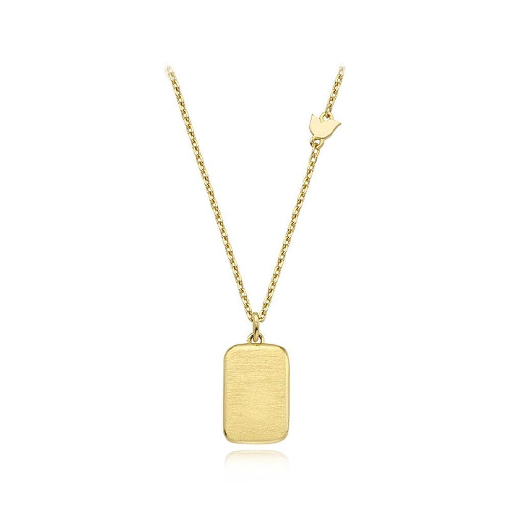 Square Tag Silver Yellow Necklace Tnssvg11971M