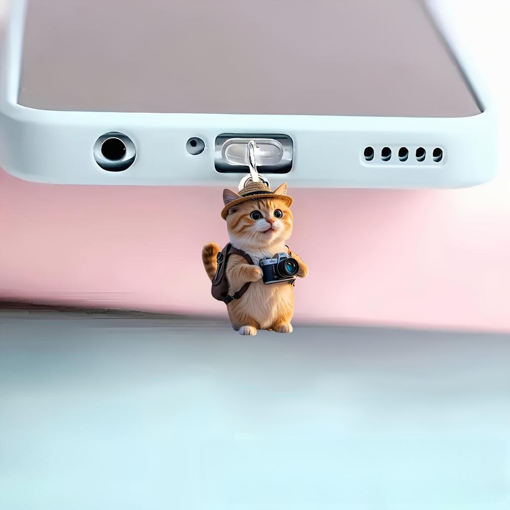 2D Акриловый Милый Слон Заглушка от Пыли для Порта Type-C для iPhone и Samsung Декоративный Подвеска-Аксессуар