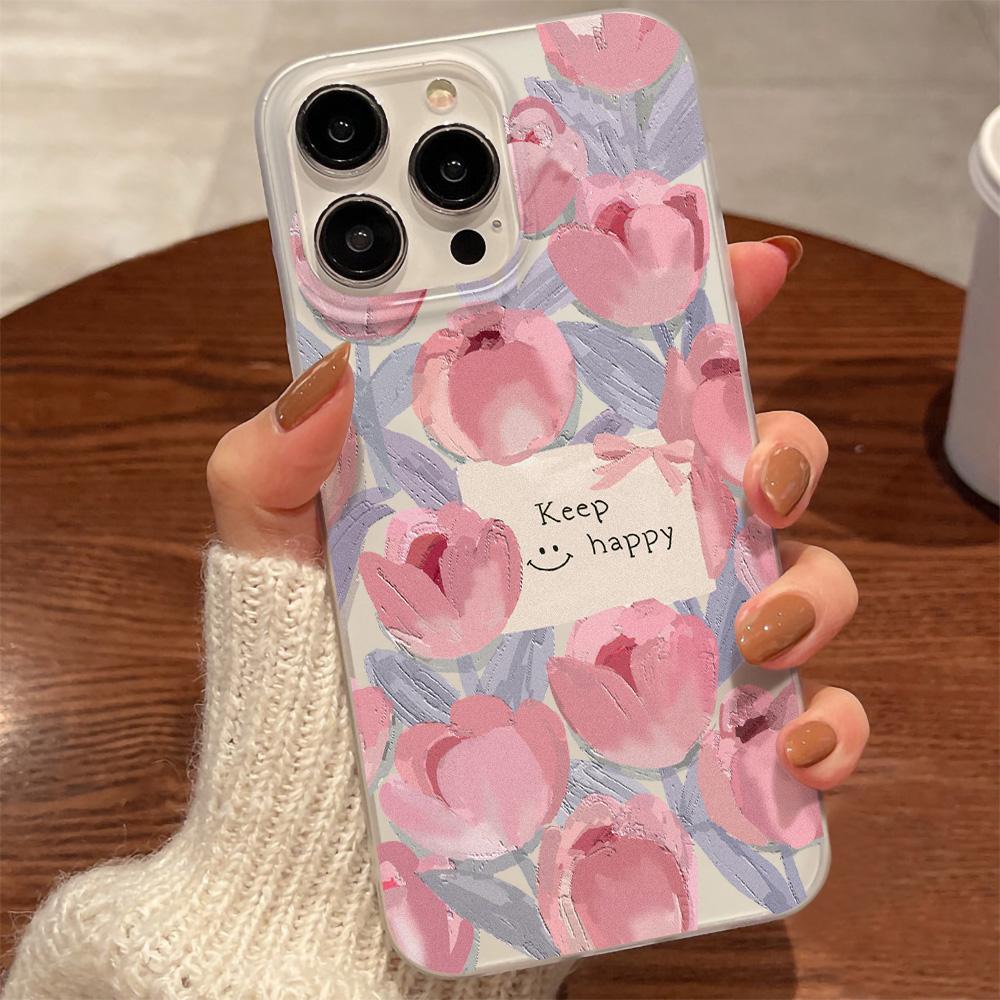 Чехлы для мобильных телефонов iPhone 11 13 15 Pro Max 12 14 Pro Max Чехол для iPhone 16 15 Plus 13 Pro 12 Матовая текстура с рисунком в виде мультяшных цветов