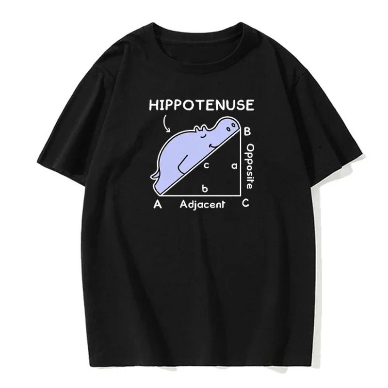 Hippo Sleeping On Math Problem Print Man Tshirts Summer Tshirt Breathable O-Neck Short Sleeve Harajuku Loose Tshirt Cotton Tops