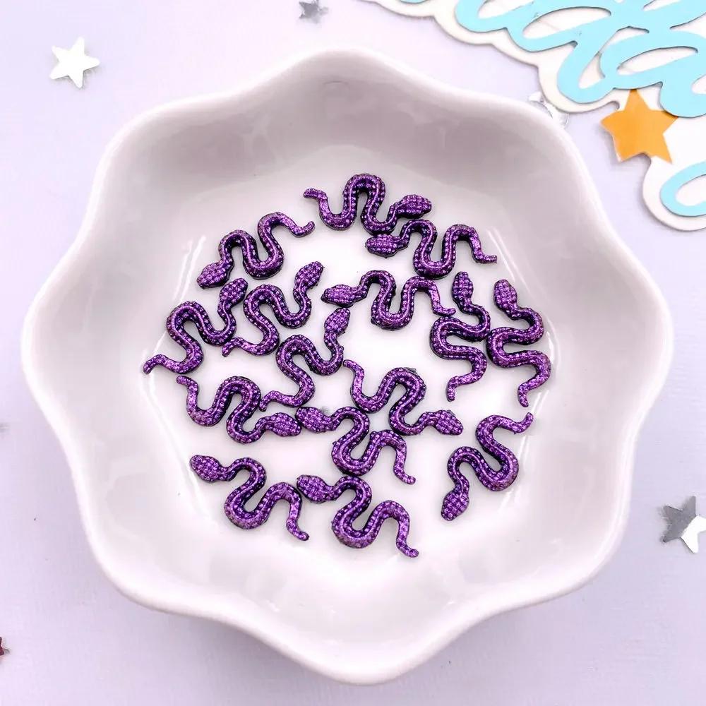100Pcs Resin Glitter Colorful Little Snake Flat Back Rhinestone Scrapbooks Wedding Decor Crafts DIY Nail Art Jewelry Accessories