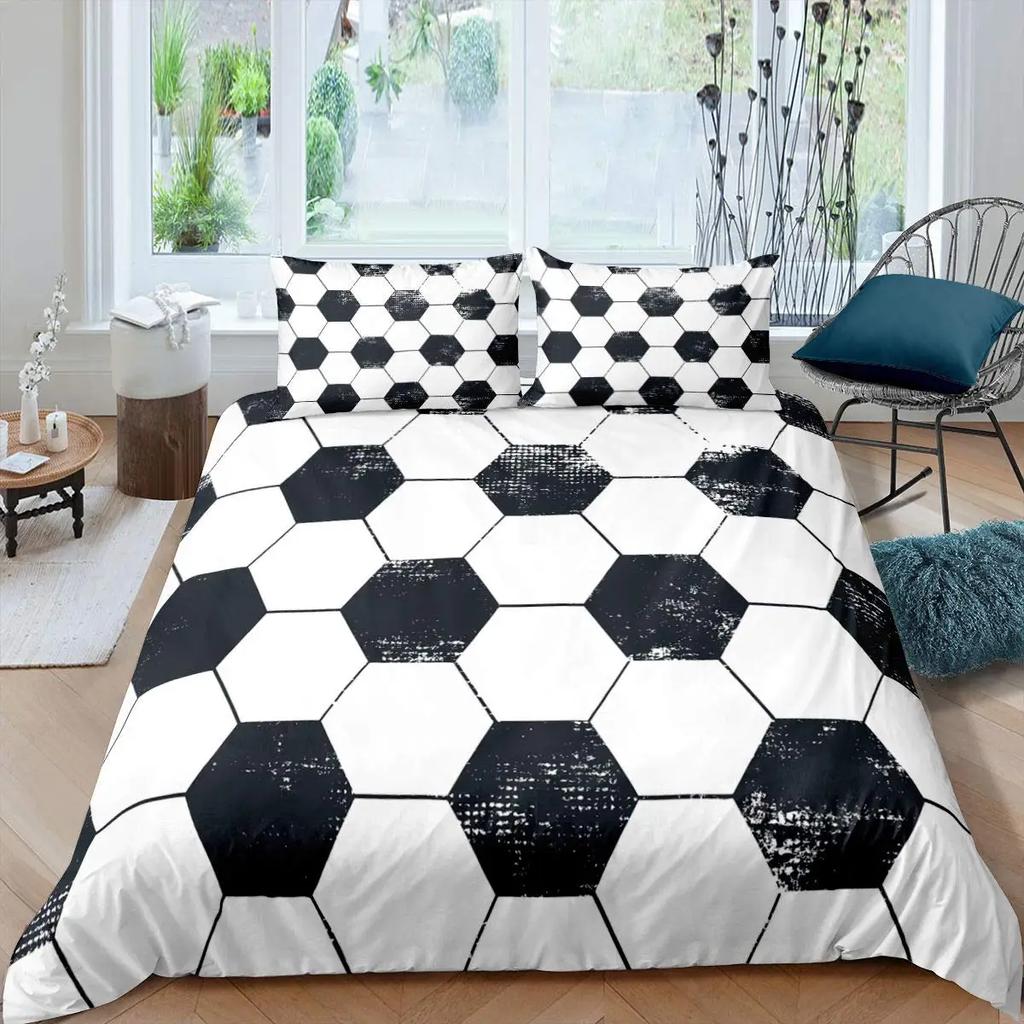 Red Glowing Polygonal Grid Pattern Bedding Set 135×200 Duvet Cover Set with Pillowcase 260×220 Quilt Cover Black Blanket Cover