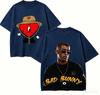 Подарочная футболка Bad Bunny Мужская Женская Харадзюку Оверсайз Унисекс Короткий рукав Уличная мода Высокое качество Для пар Горячий товар Удобная
