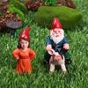 Landscape Female Goblin Statue Miniature Dwarf Figurine Fairy Garden Decorations Riding Pig Gnome