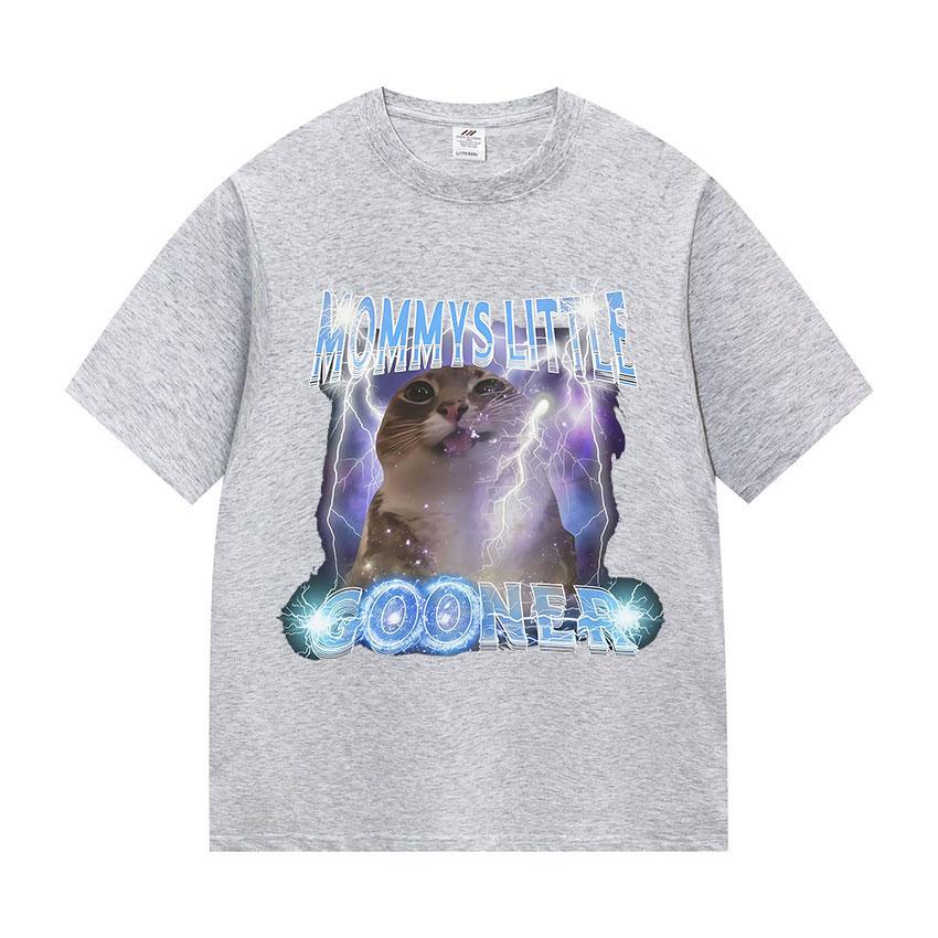 Mommys Little Gooner Funny Cat Meme Graphic Tshirt Men Women Fashion Harajuku Cotton T Shirt Retro Oversized Short Sleeve Tees