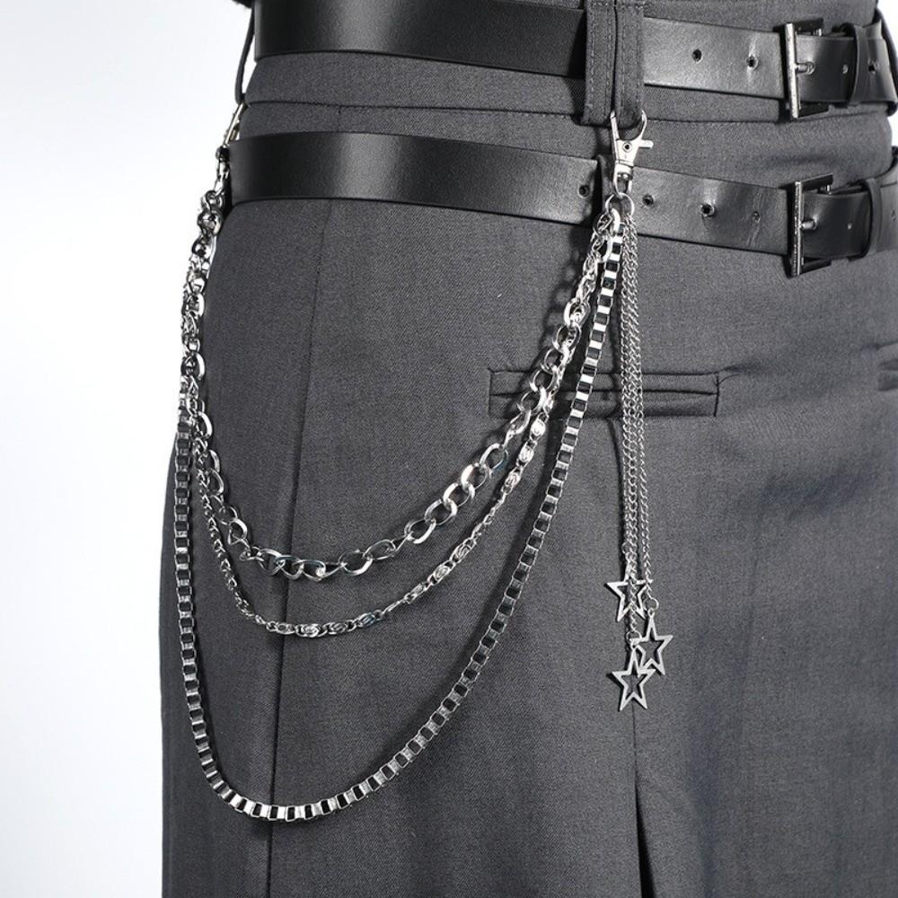 Three Layers Star Pendant Pants Chain Tassel Punk Waist Chain Fashion Hip Hop Chain Rock