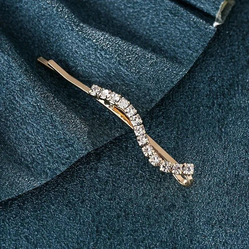 5 шт., металлические заколки для волос с блестящими стразами для женщин, модные простые золотые, серебряные заколки для волос, аксессуары для волос для девочек, заколки, ювелирные изделия