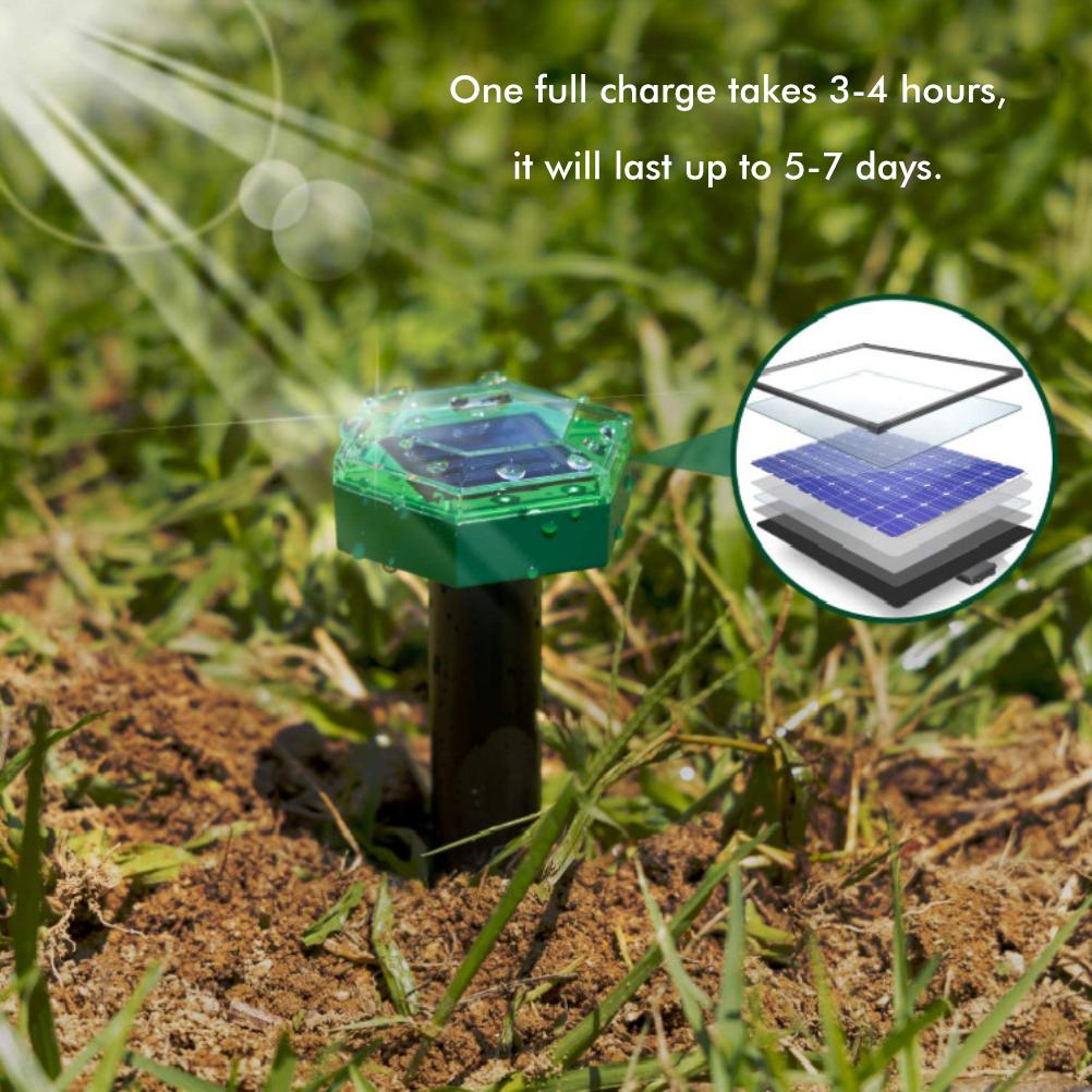 4 шт. Солнечный отпугиватель кротов, ультразвуковой, наружный, водонепроницаемый, звуковой, отпугиватель кротов, грызунов, сусликов
