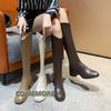 2025 Fashion Women‘s Boots Soft Leather Knee High Boots Women Zipper Female Square Heel Woman Shoes Autumn Winter Knight Boot PU