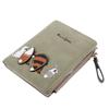 Cartoon Fox Rabbit Animal Embroidery Zipper Women Purse Foldable Short Wallet
