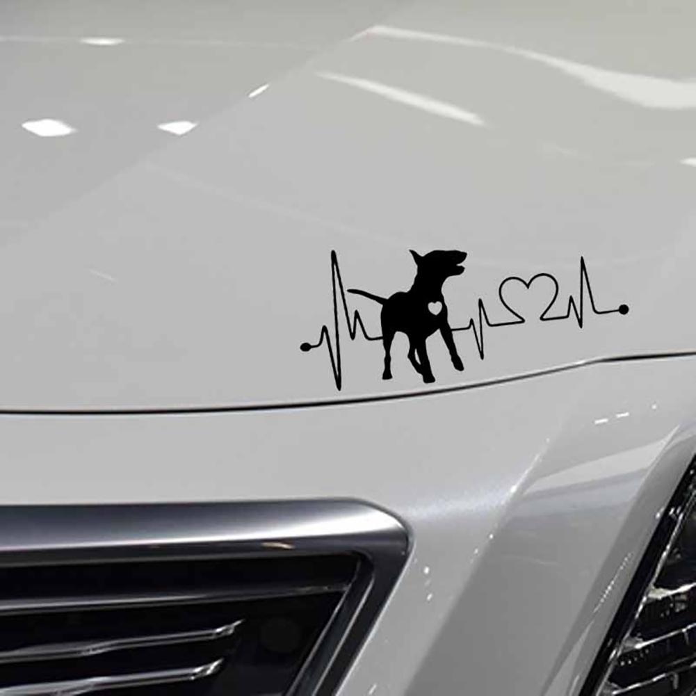 Стильный бультерьер собака электрокардиограмма кузова автомобиля наклейки на окна украшения авто наклейки