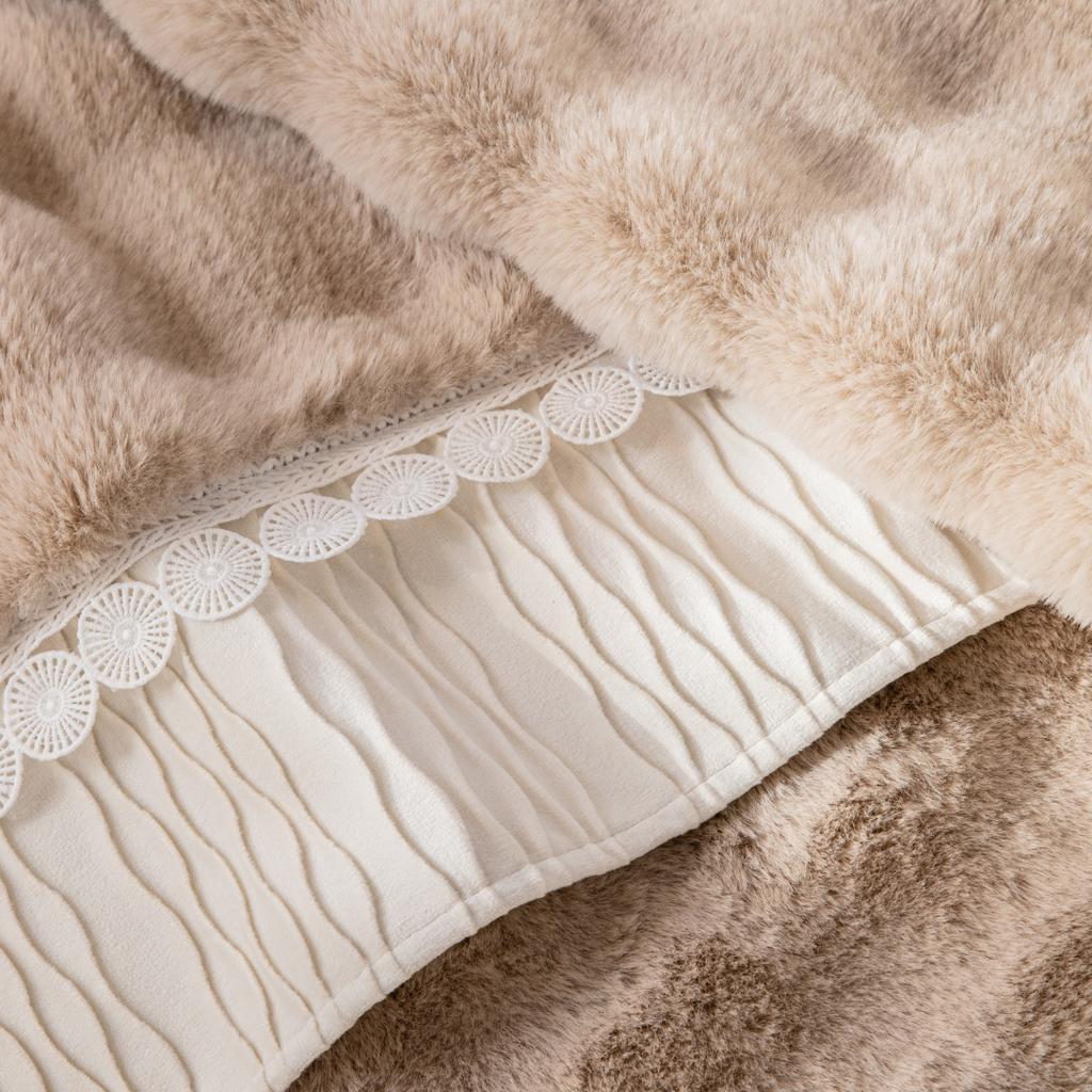 Velvet Hem Decor Thicken Imitation Rabbit Fur Plush Sofa Slipcover Non-slip Sofa Towel Couch Cushion Cover for Living Room