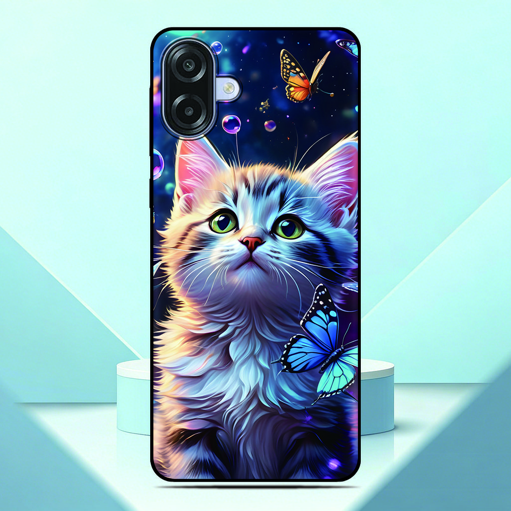 Милый котенок Аниме Чехол для телефона Samsung Galaxy A07 4G Расписной ТПУ Черная Задняя Крышка A 07 Мягкий Силикон Защитные Фундасы