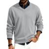 Men's V-neck Long-sleeved Ribbed Knit Pullover