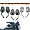 8MM Motorcycle Rear View Side Mirrors For Harley Softail Dyna SPORTSTER XL 883 1200 Touring Road King Street Glide CVO FXDB FXDF