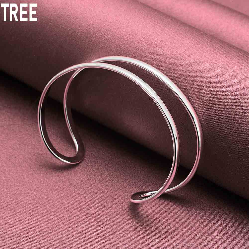 Браслет из 925 стерлингового серебра с двойной круглой проволокой, модные свадебные украшения