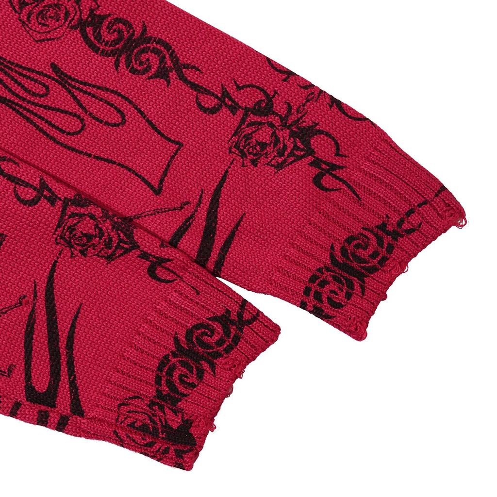 Свитер унисекс, рваный пуловер с принтом розовых глаз и скорпиона