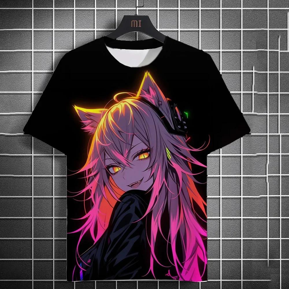 Мужская футболка с рисунком из мультфильма «Сексуальная девушка», летние повседневные футболки в стиле Харадзюку, 3D-принт, хип-хоп, топы с круглым вырезом