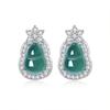 S925 Sterling Silver Gourd Stud Earrings with Blue Water Jadeite Full Green Jade New Chinese Light Luxury High-End Jewelry for Women