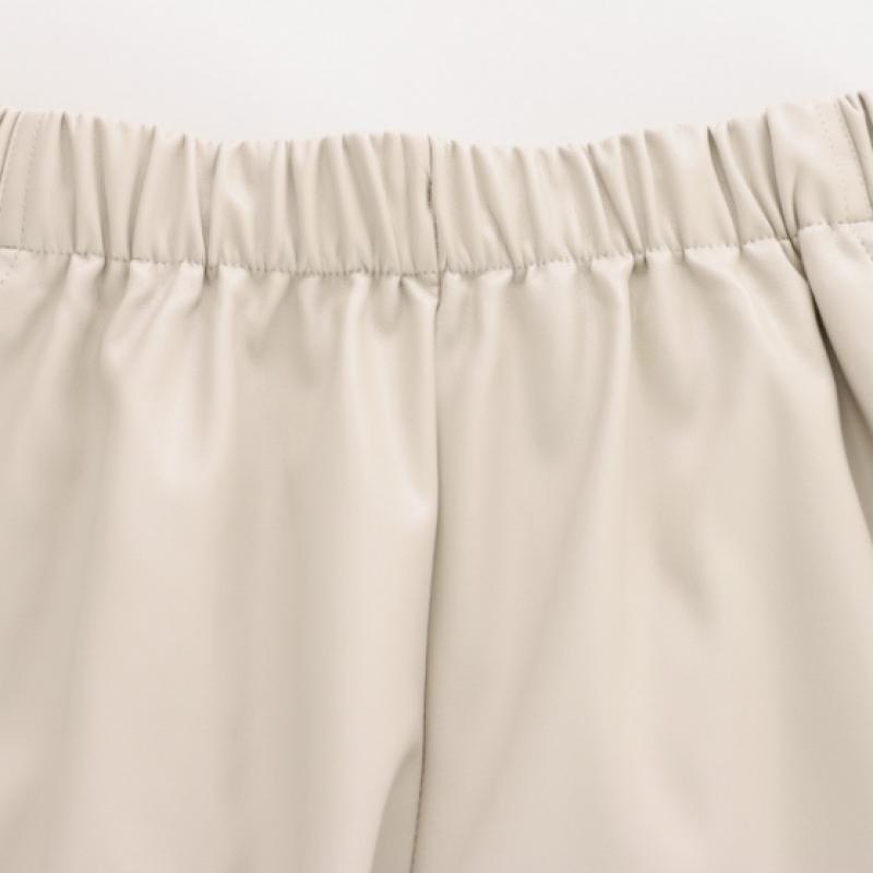 Shop Women Fake Leather Pocket Banding Short Pants Black Pic Wpt 1718