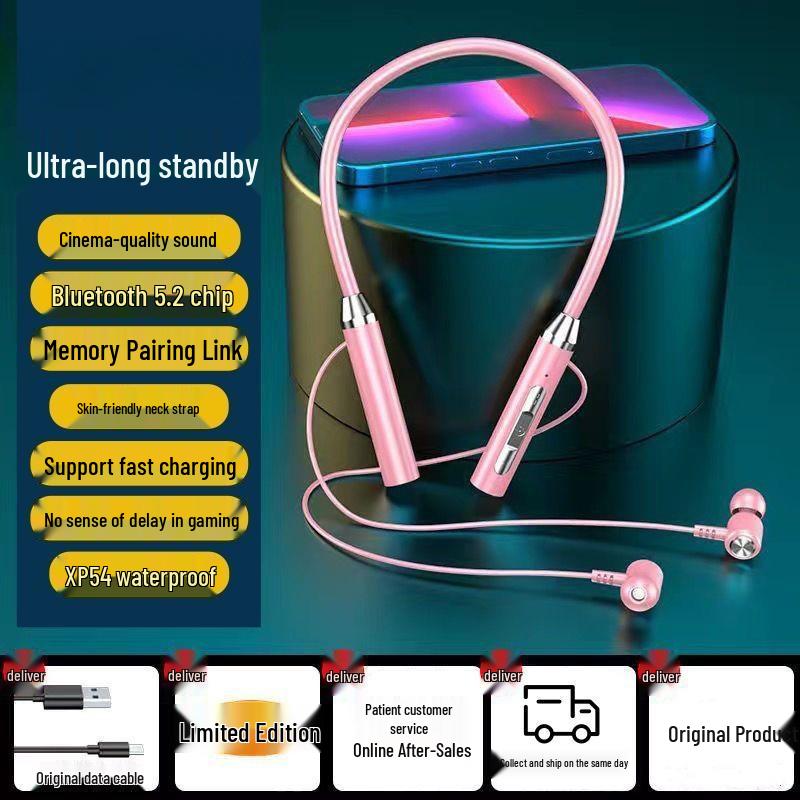 Беспроводные Bluetooth наушники с шейным ободом: Спортивные вкладыши, Двойной наушник, Шумоподавление, Долгое время работы от аккумулятора, Универсальная совместимость