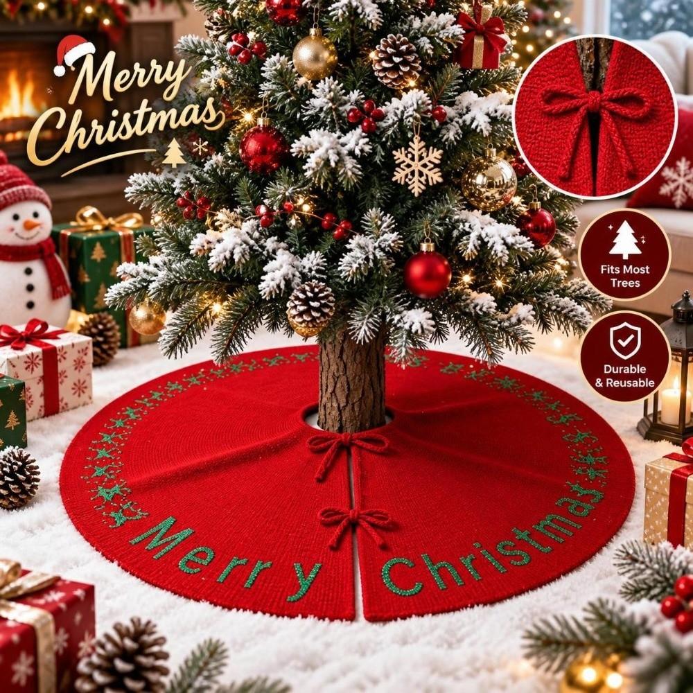Thick Material Xmas Tree Mat Plush Fabric Holiday Tree Decor Christmas Tree Skirt Home