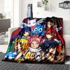 Fairy Tail Characters Flannel Blanket With Customizable Name Comfortable In All Seasons Suitable For Sofas Beds Travel Camping And Office Decoration
