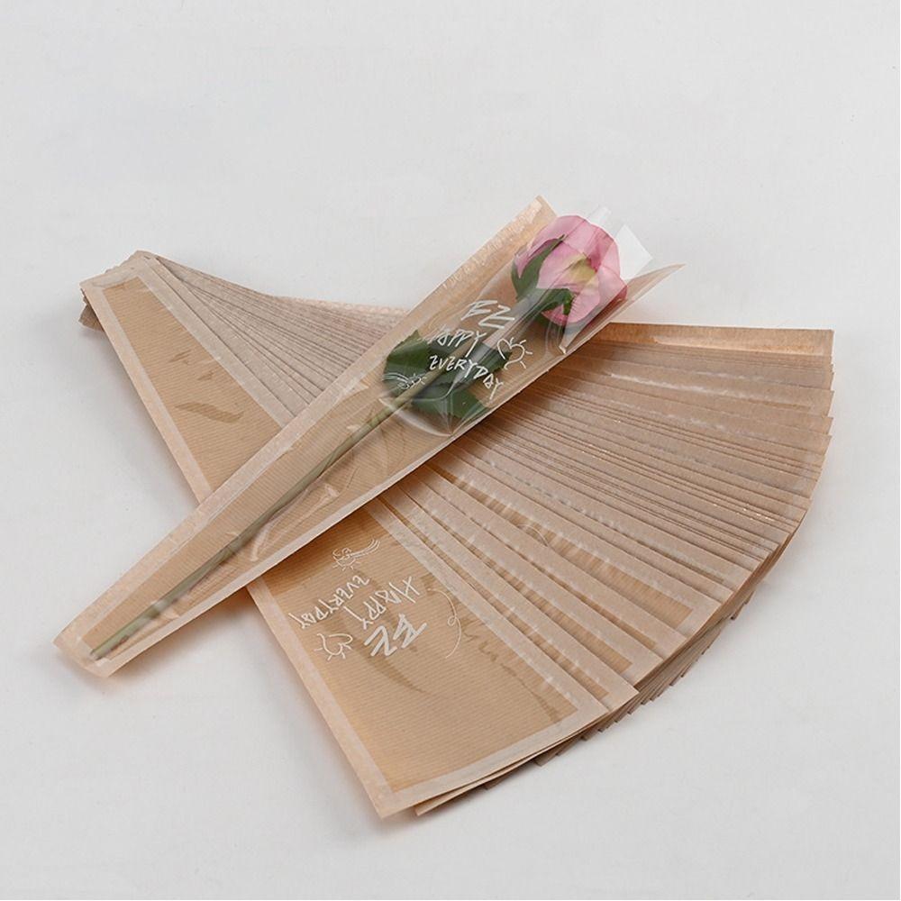 20/30PCS Transparent Rose Packing Sleeve Bag Wrapping Sleeve Flower Packaging Bag Valentine's Day