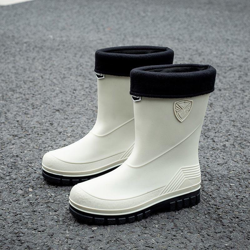 Мужские модные резиновые сапоги до середины икры, водонепроницаемые, для автомойки, рыбалки, работы, мужские резиновые галоши, боты от дождя