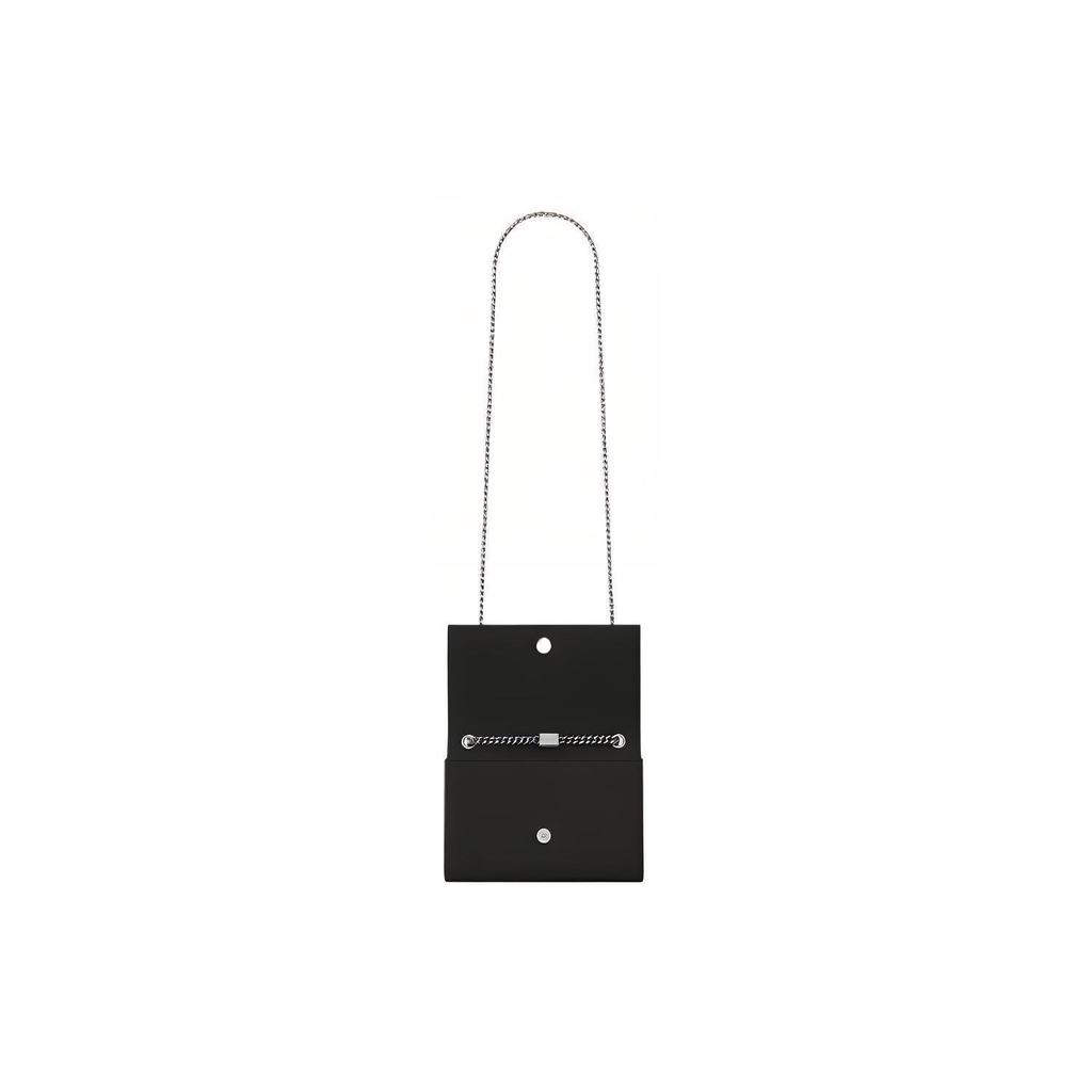 Saint Laurent Ysl Kate Серебряный Логотип Текстурированная тисненая кожаная Сумка на плечо с цепочкой Маленькая женская сумка на плечо Черная 469390-BOW0N-1000