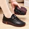 Flat-soled Single Shoes Large Size Hand-stitched Beef Tendon Soft-soled Mother Shoes Casual Breathable Hollow Hole Doudou Shoes