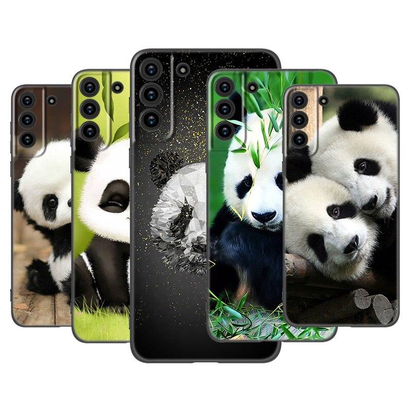 Чехол для телефона с китайским медведем и пандой для Samsung Galaxy S22 Pro S21 S20 Ultra FE S10 Lite 5G S10E S9 S8 Plus, мягкий черный чехол из ТПУ