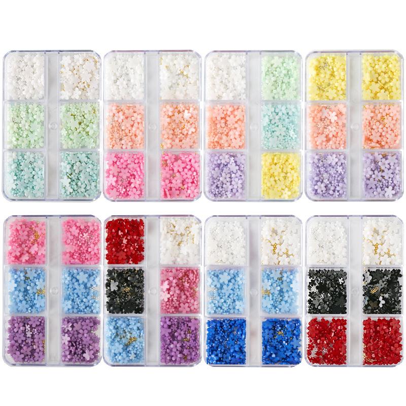 Nail Mini Flower Pearl Steel Balls Decoration Mixed Multicolour Various Size Resin Nail Charm Nail Art Enthusiasts High Quality