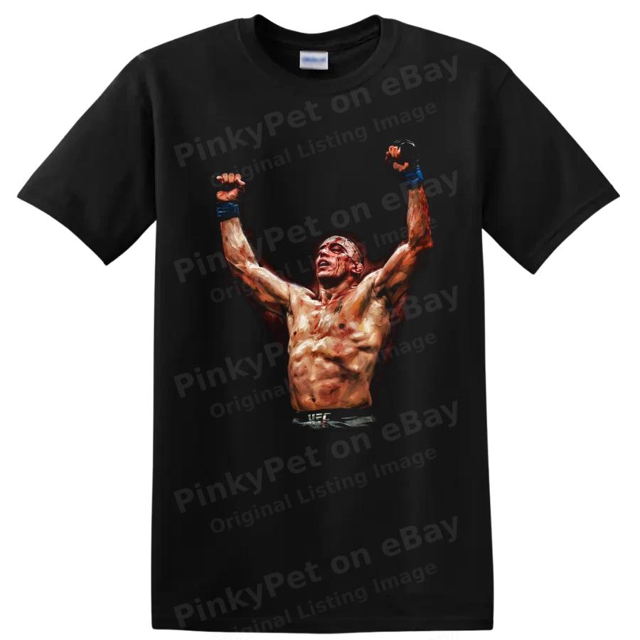 Georges St Pierre MMA Fighter Victory T Shirt Combat Sports Graphic Art Fan Tee