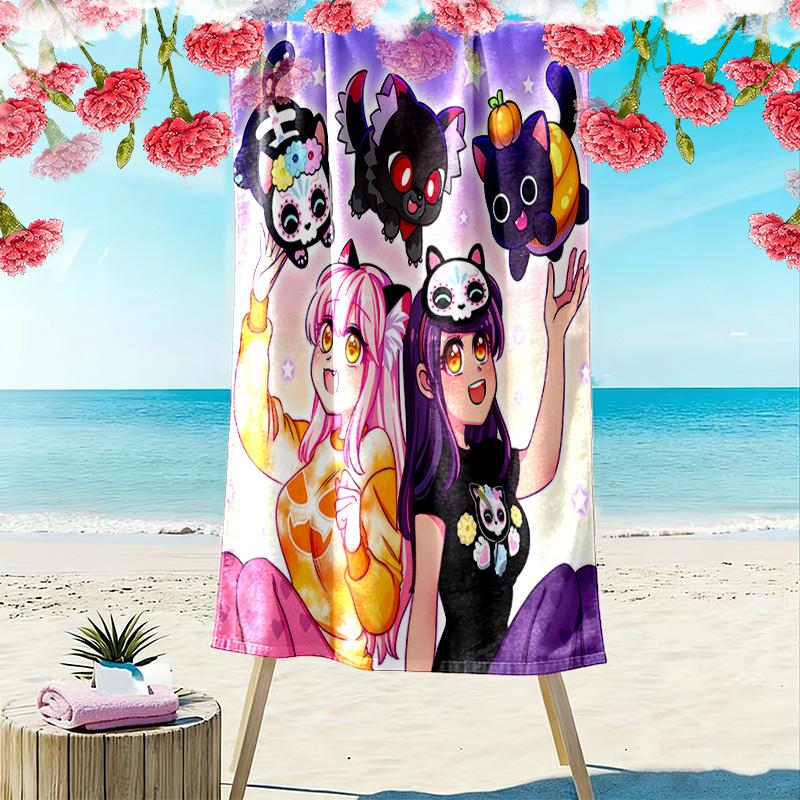 Aphmau Print Beach Towel, Large Soft Quick Dry Towel for Beach Camping Swimming