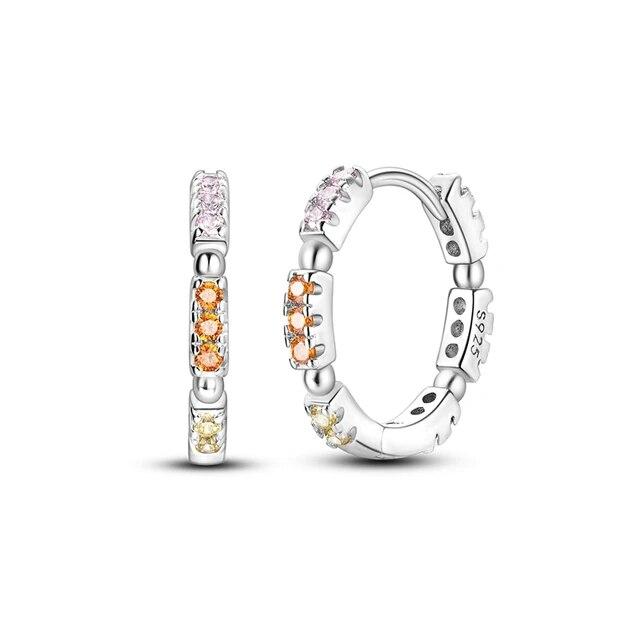 Новые серьги-кольца с двойным кольцом из серебра 925 пробы с цирконием, сердце, бабочка, цветок, змеиная кость, серьги-капли для женщин, ювелирные изделия в подарок