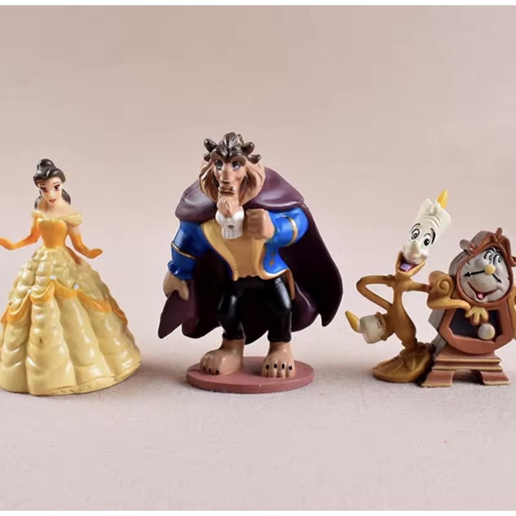  Beauty and the Beast Figurine Set of 6, 10-12 cm Resin Collectible Statues, Exquisite Gift