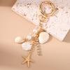 Fashion Pearl Shell Starfish Keychain Y2K Crystal Key Ring Pendants for Women Girls Handbag Decor DIY Summer Beach Jewelry Gifts