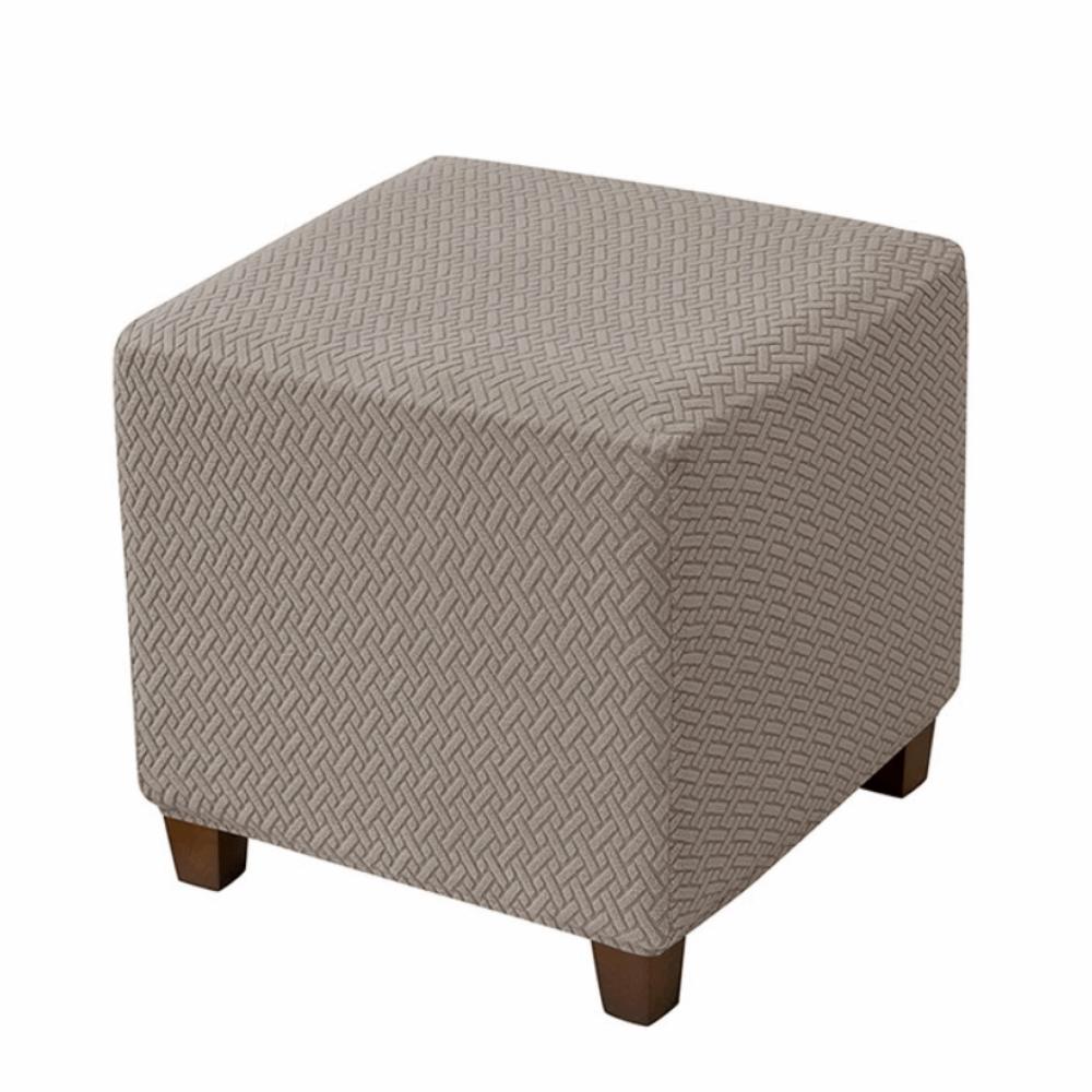 Universal Ottoman Stool Cover T-shaped Pattern Stretchable Sofa Footrest Slipcovers Elastic Band Removable Jacquard Stool Cover