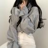 Korean Chic Blouses French Niche Autumn Outfit Thin Striped Loose Shirt for Women Simple Interio Long Sleeved Top Trendy
