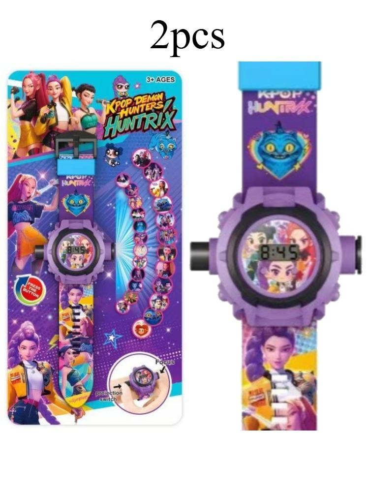 Cartoon Anime New Witcher Projection Watch 24 Pictures Children's Electronic Luminous Toy Pop Ring Toy