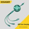 ESSAGER 6A Быстрая зарядка Выдвижной кабель 3-в-1 для устройств Apple и Huawei.
