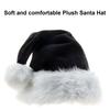 Santa Hat Plush Eye-catching Widely Use Black Soft Xmas Santa Cap for Home