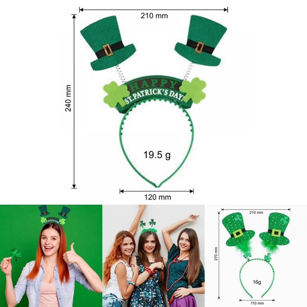 St. Patrick's Day Green Clover Hair Band Elf Hat Headband Set