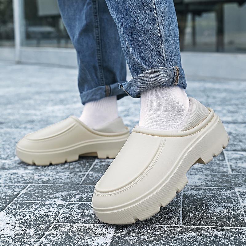 Теплая зимняя хлопковая обувь, женские теплые меховые домашние тапочки, нескользящие плюшевые тапочки из ЭВА, домашние тапочки для пар с толстой подошвой, шлепанцы