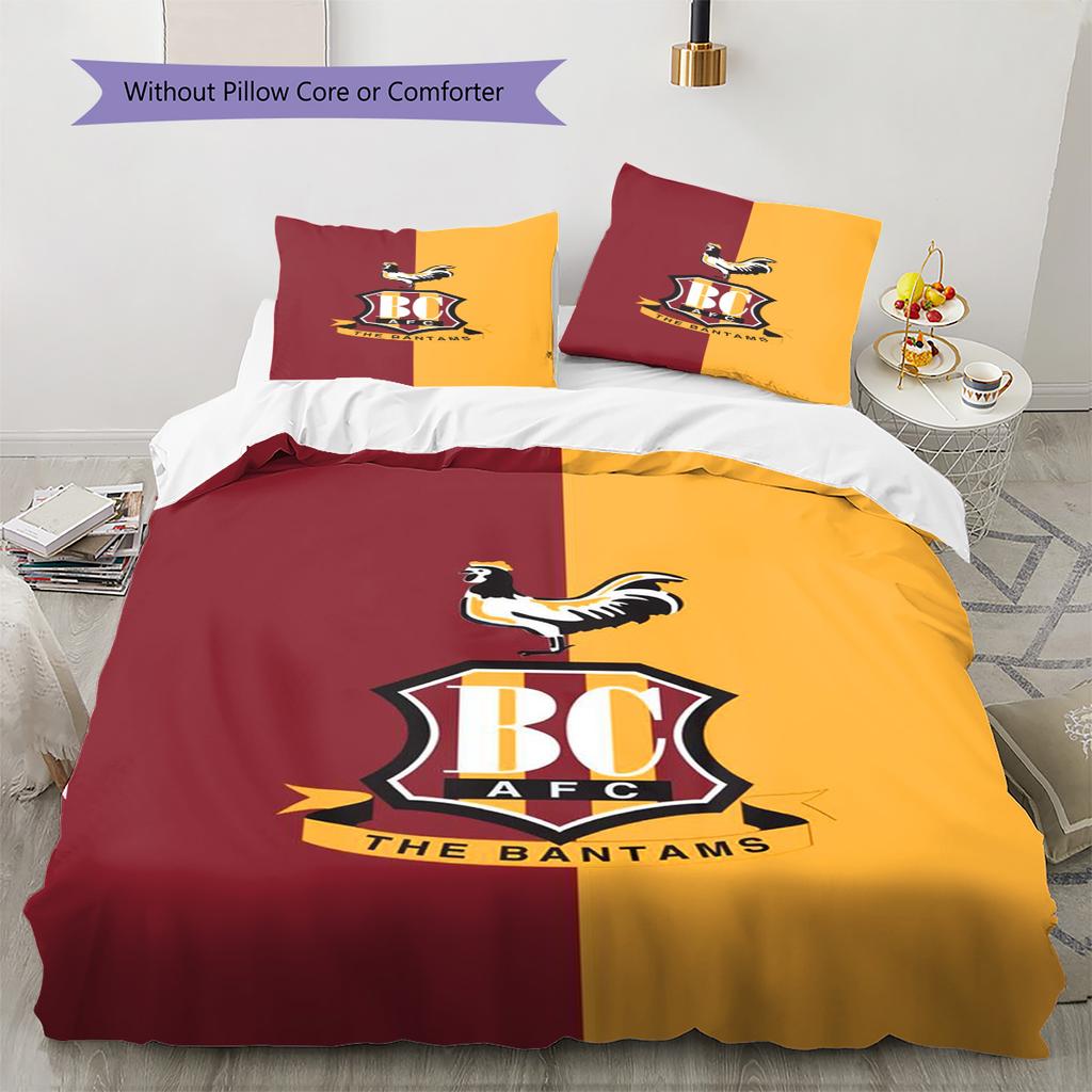 Bradford City AFC Pattern Bedding Set Quilt Cover Pillowcase Home Decor Gift (1 * duvet cover + 2 * pillowcase, without core)