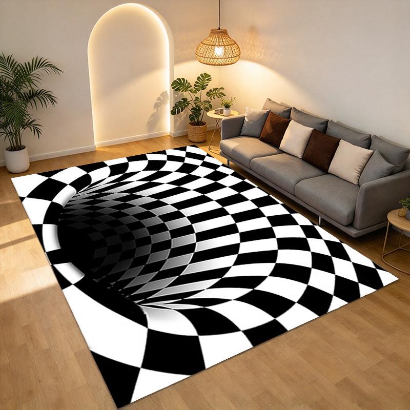 Checkerboard Illusion Living Room Nonslip Area Rug Soft Carpet For Bedroom Game Playroom Sofa Office Home Decor Doormat Christmas Gift C9301833